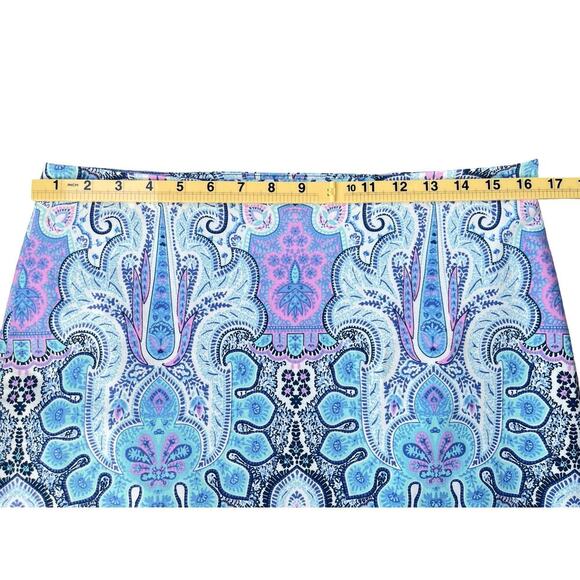 Talbots Paisley Navy Pink Print Cotton Blend Stretch Pencil Skirt - Size 8 - Picture 6 of 12